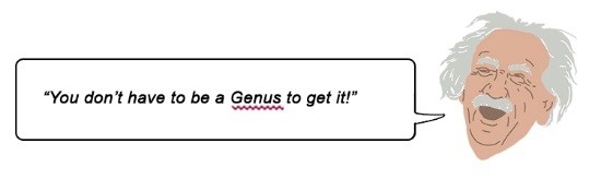 Graphic of Einstein saying you don’t have to be a genus to get it